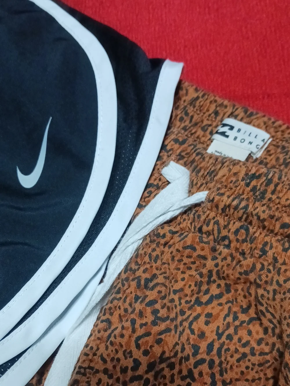 Nike Kids Black Shorts with White Trim and Brown Leopard Print Pair